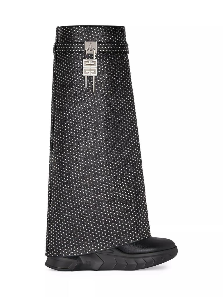 Givenchy Shark Lock Biker Low Heel Boots in Grained Leather With Studs