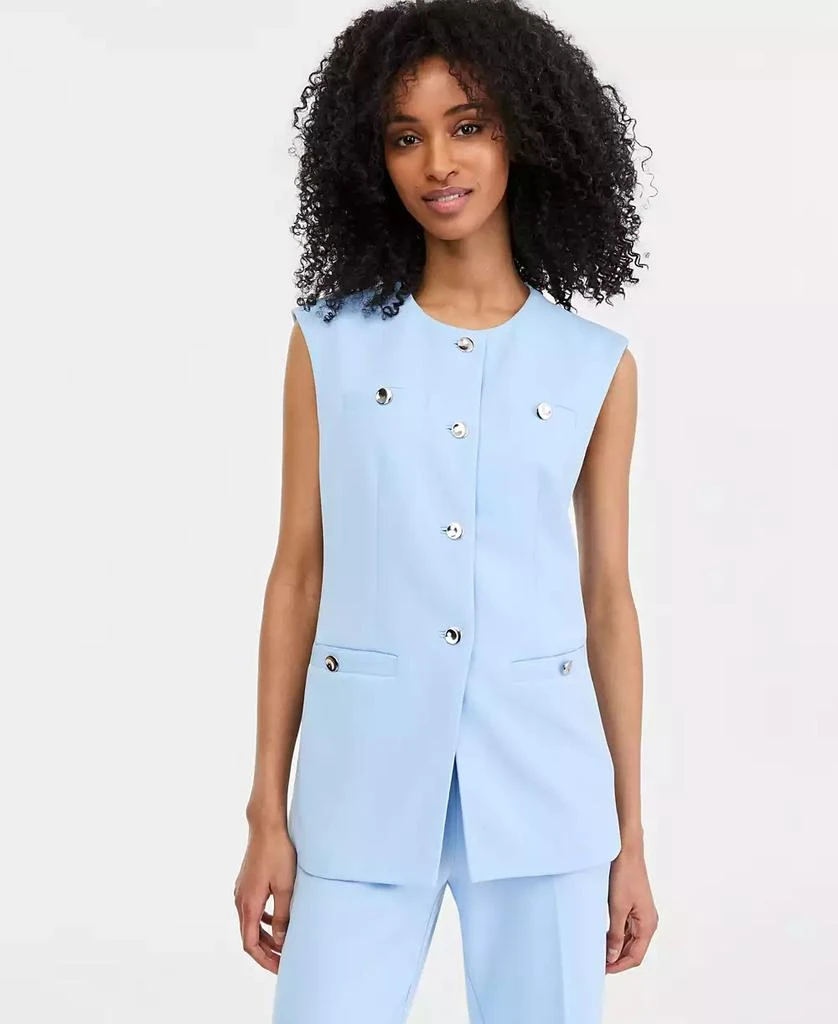 Anne Klein Women's Stretch Crepe Four-Button Tailored Vest, Regular & Petite