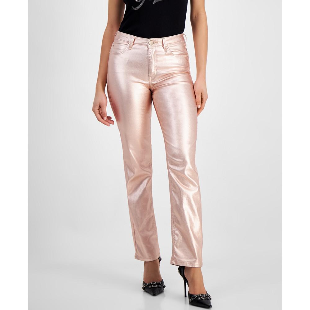 GUESS Women's 1981 Metallic Straight Jeans