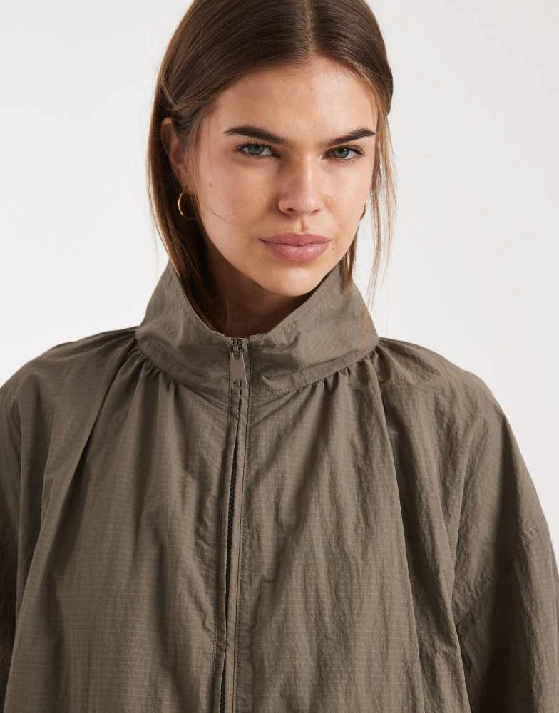 ASOS ASOS DESIGN oversized bubble hem track jacket in mushroom 2