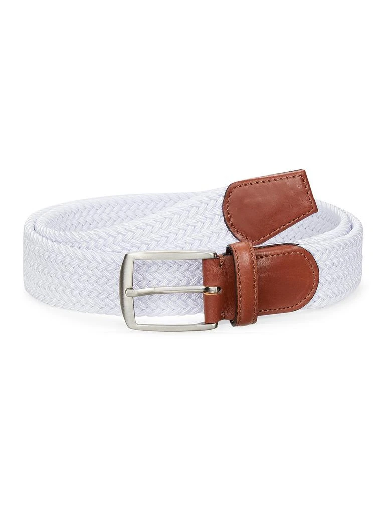 Saks Fifth Avenue COLLECTION Leather-Trim Woven Cotton Belt