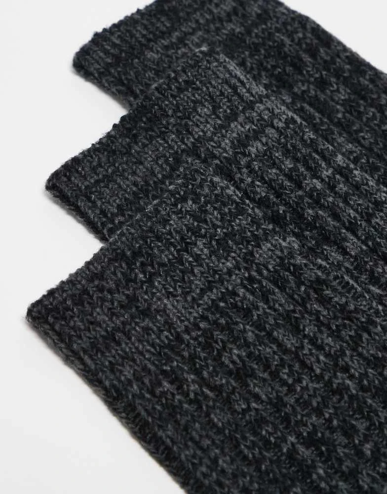 New Look New Look 3 pack heavyweight ribbed socks in black 2