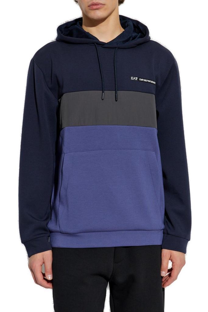 EA7 EMPORIO ARMANI Ea7 Emporio Armani Color Blocked Drawstring Hoodie