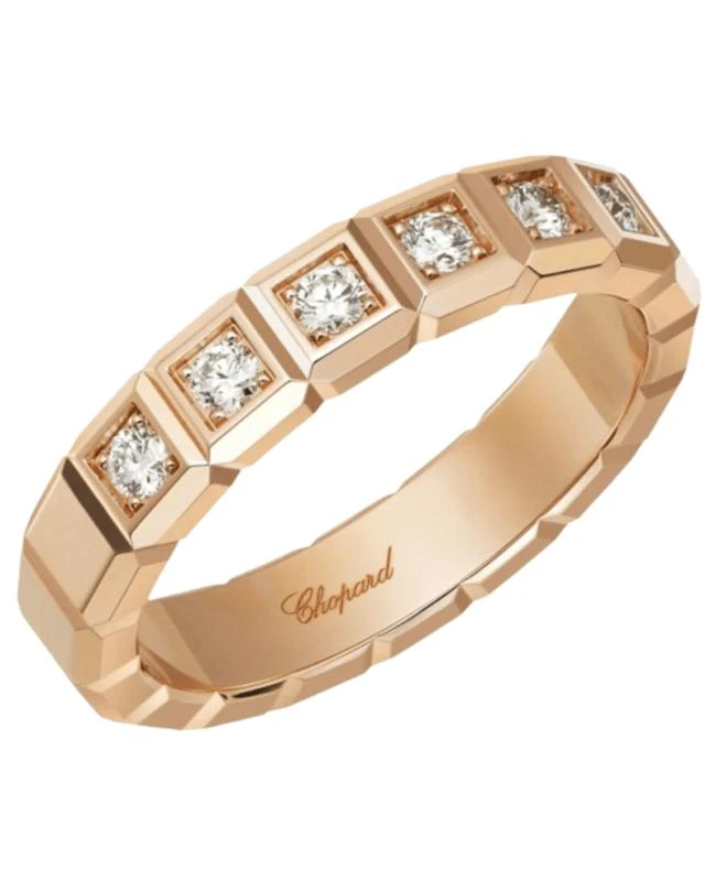 Chopard Chopard Ice Cube 18K Rose Gold and Half-set Diamond Women's Ring 829834-5039 1
