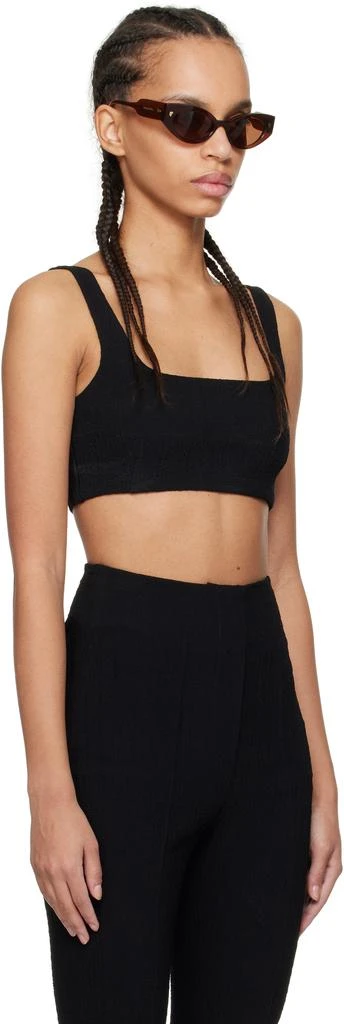 Nanushka Black Anouk Seersucker Bralette Top 2