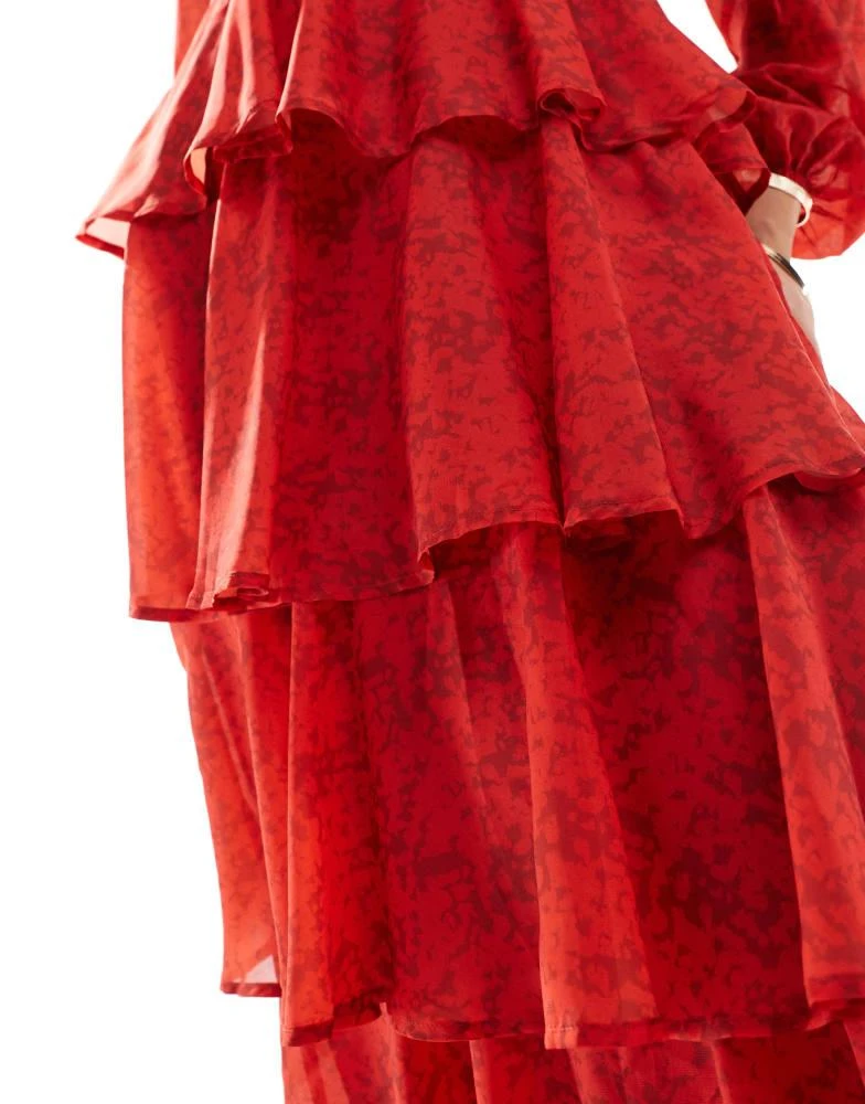 Pretty Lavish Pretty Lavish long sleeve cut-out maxi dress in red 3