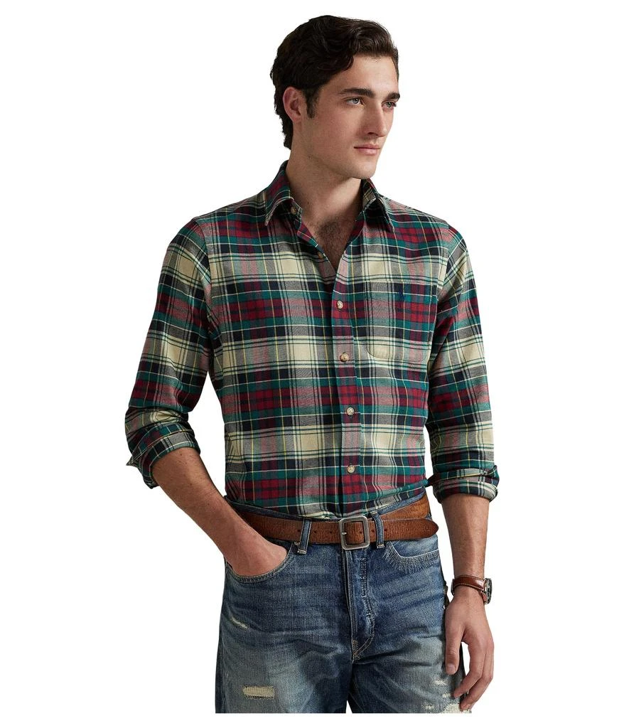 Ralph Lauren Men's Classic-Fit Oxford Shirt - Green/Pink Multi Plaid - S
