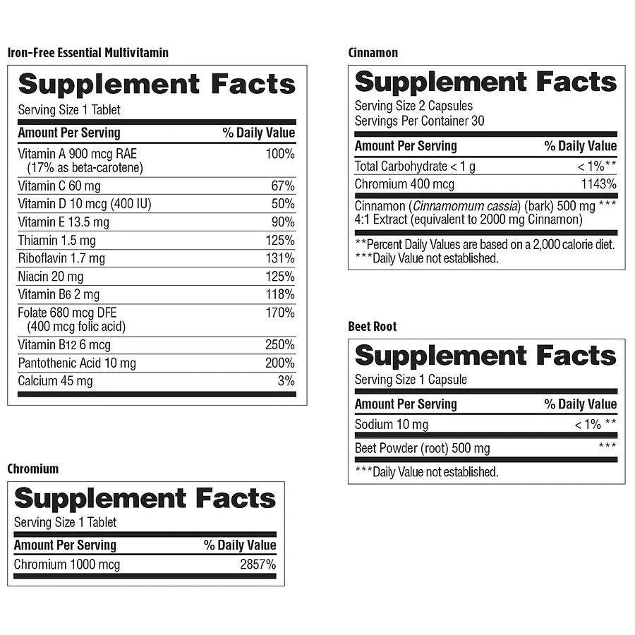 Walgreens Blood Sugar Support + Multivitamin Daily Vitamin Pack 5
