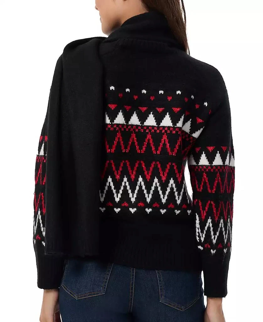 JONES NEW YORK Women's Fair Isle Crewneck Sweater & Scarf 2