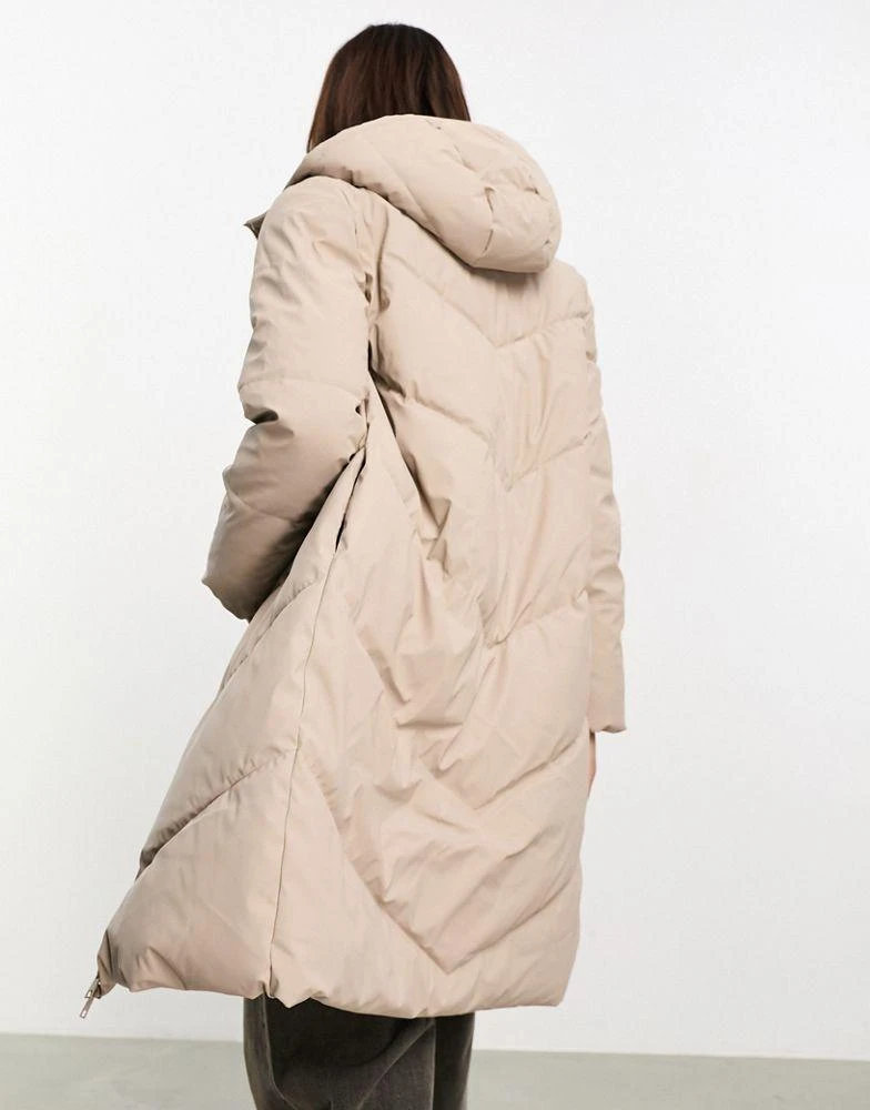 JDY JDY longline padded chevron coat in stone 4