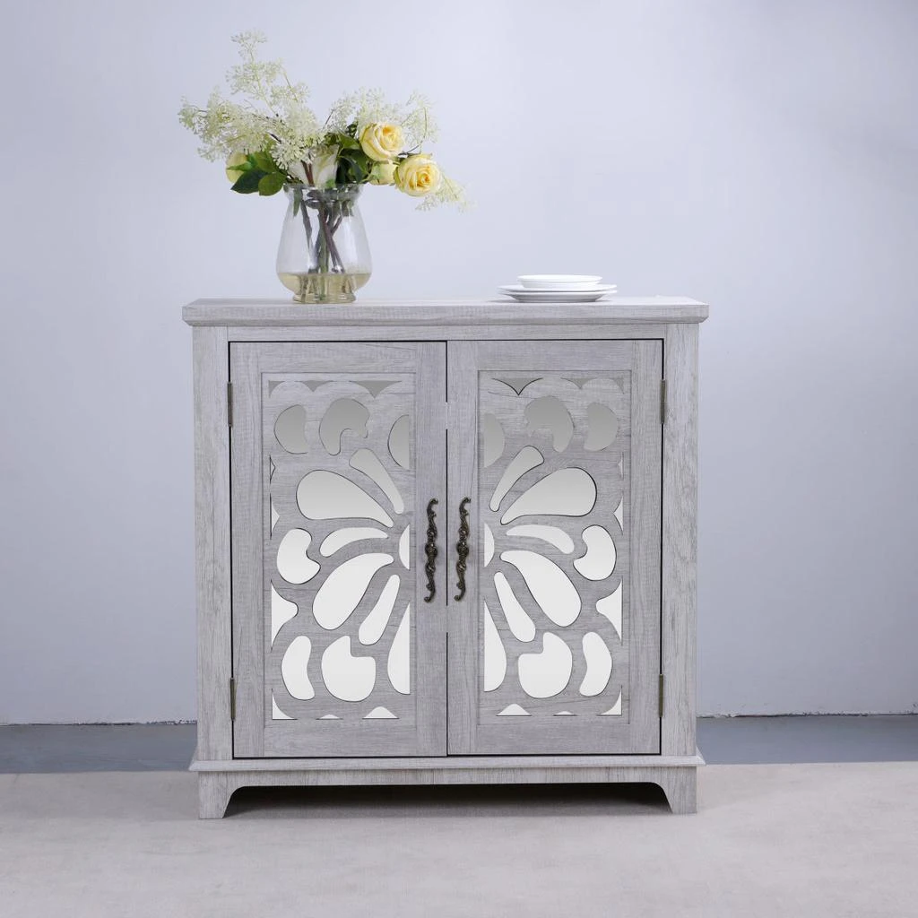 Streamdale Furniture Streamdale Elegant sideboard with 2 acrylic mirrored doors, Gray laminate 
MDF. 5