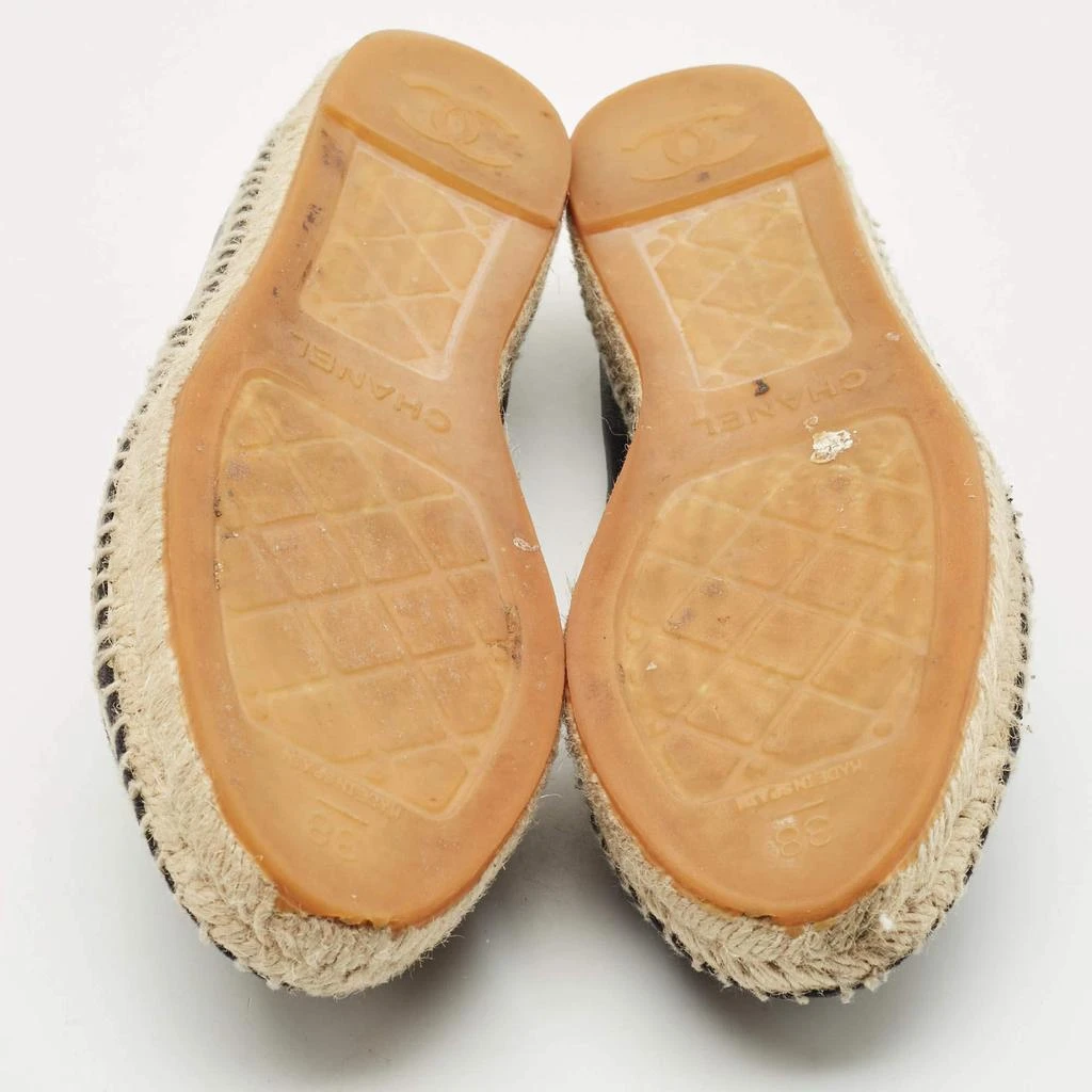 Chanel Chanel Black Leather/Canvas CC Logo Espadrilles Size 38 6
