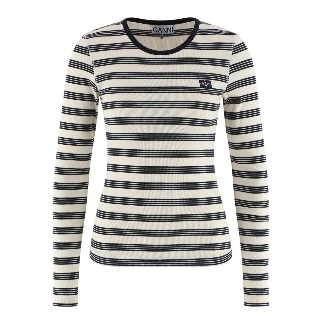 Ganni Ganni Striped Rib Long Sleeve T-Shirt 1