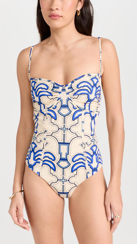 Johanna Ortiz Ecru Blue Lagoon Lure One Piece