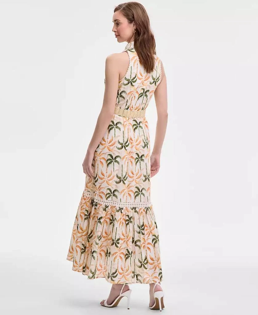 Taylor Women's Printed Taffeta-Belt Sleeveless Dress 5