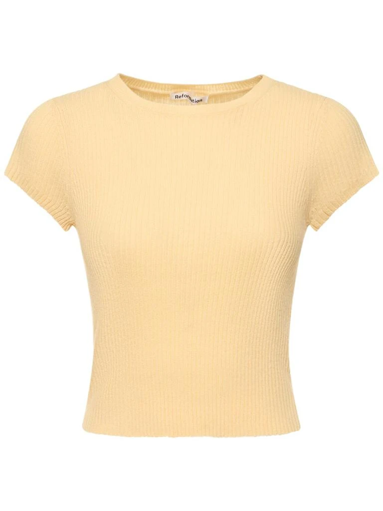 Reformation Teo Short Sleeve Cashmere Sweater 1