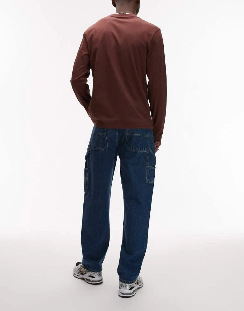 Topman Topman straight carpenter jeans in mid wash blue 2