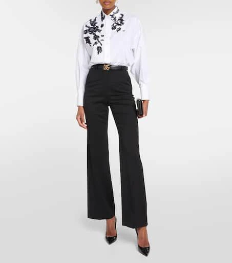 Dolce 
Gabbana Lace-appliqué cotton poplin shirt 2