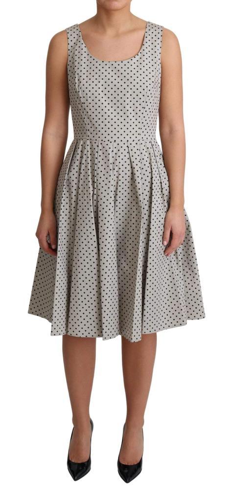 Dolce & Gabbana Dolce & Gabbana Beige Polka Dotted Cotton A-Line Dress