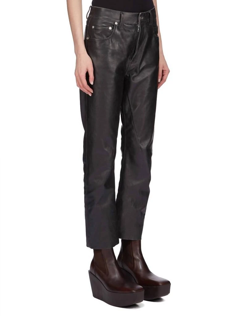 Rick Owens Pantaloni In Pelle Detroit Cut In Black 2