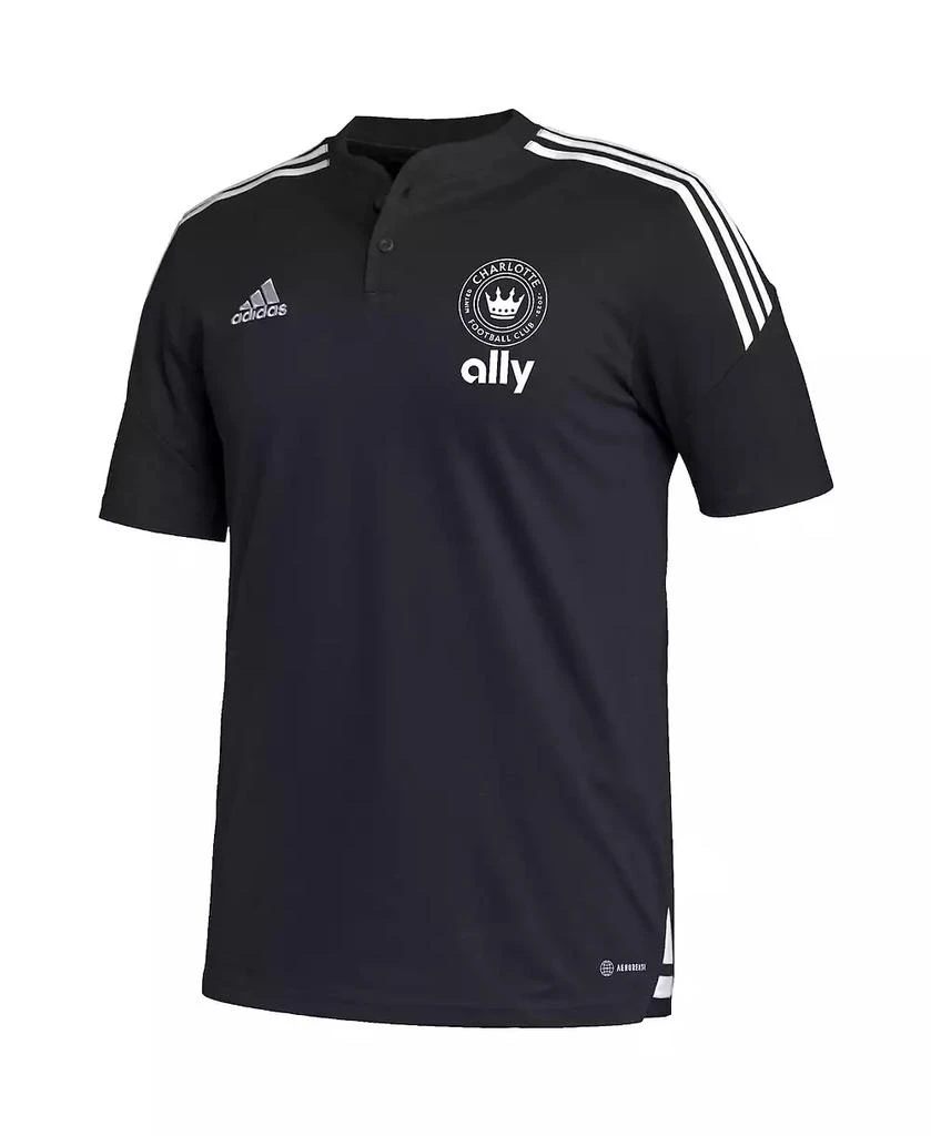 Adidas Men's Black Charlotte FC Henley AEROREADY Polo Shirt 3