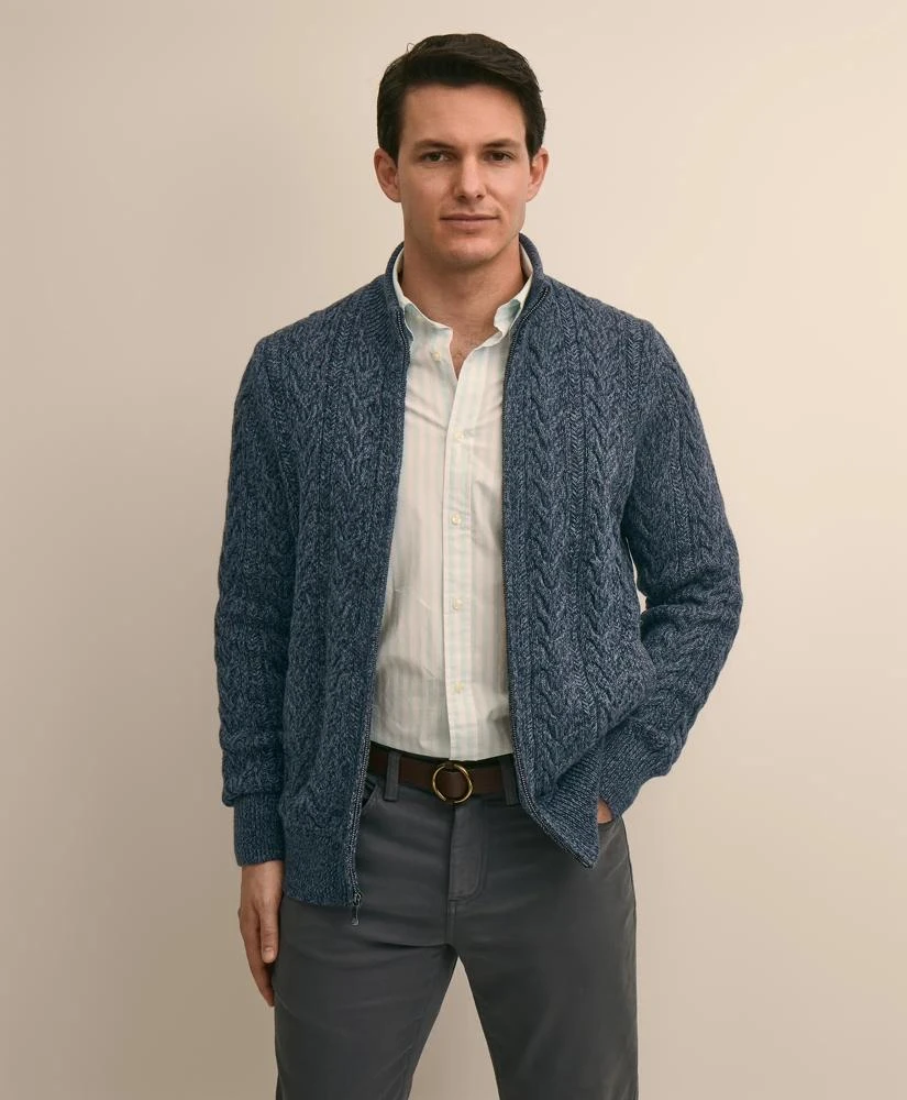 Brooks Brothers Supima® Cotton Full-Zip Cable Sweater