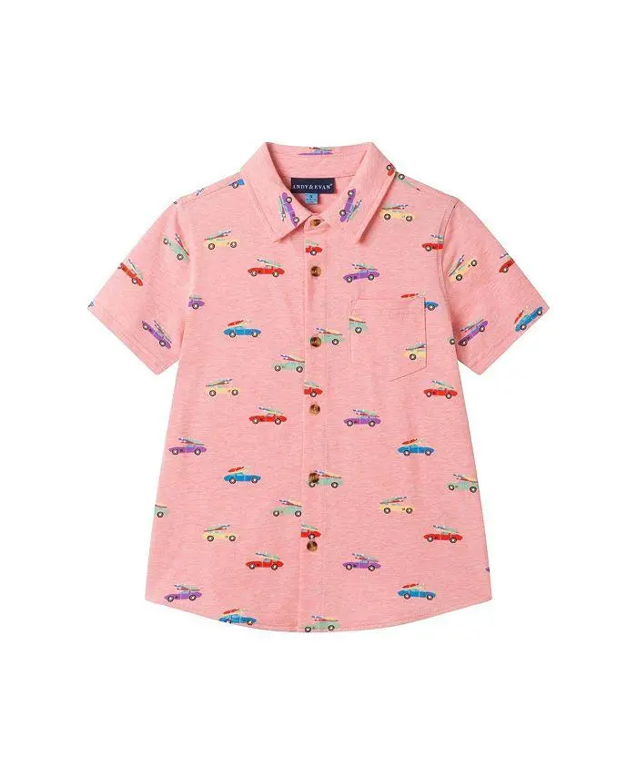 Andy & Evan Boys'  Printed Knit Buttondown Shirt - Little Kid
