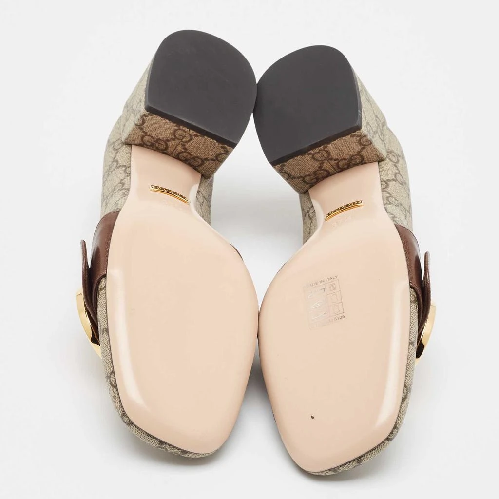 Gucci Gucci Grey/Brown Canvas and Leather Blondie Block Heel Pumps Size 37.5 6