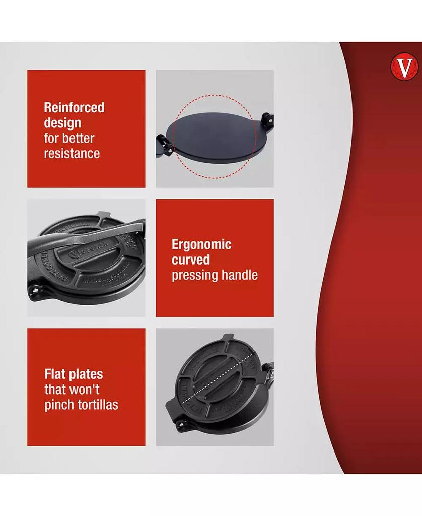 Victoria Cast Iron Tortilla Press 6.5 IN Seasoned 8