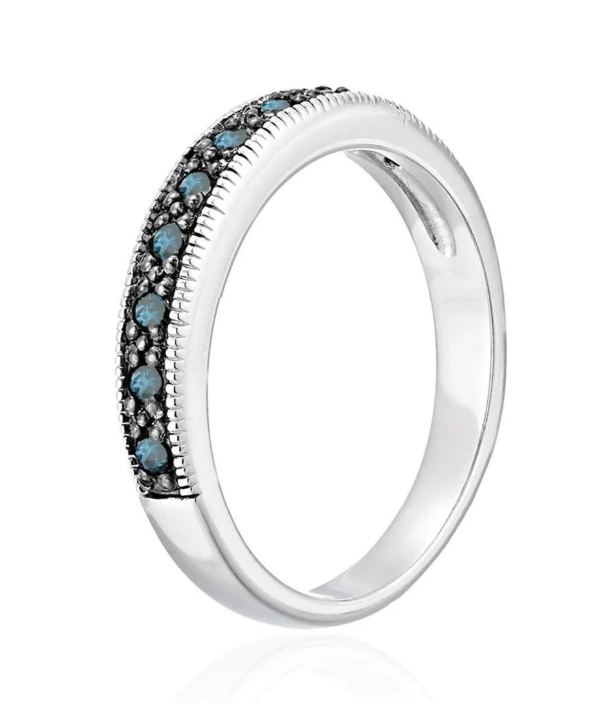 Vir Jewels 1/4 cttw Blue Diamond Ring Wedding Band with Milgrain .925 Sterling Silver 4