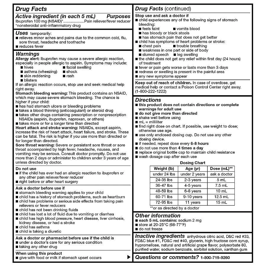 Walgreens Children's Ibuprofen Oral Suspension 100 mg per 5 mL Grape 4