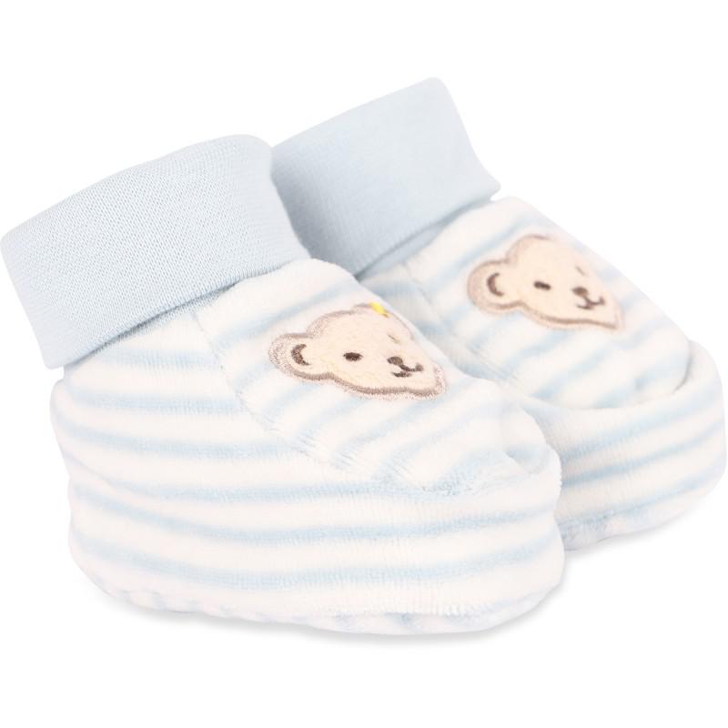 Steiff Striped baby shoes in light blue