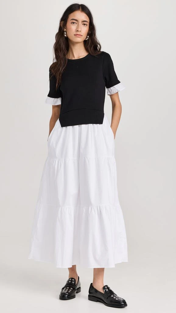 English Factory Mixed Media Short Sleeve Maxi Dress 4