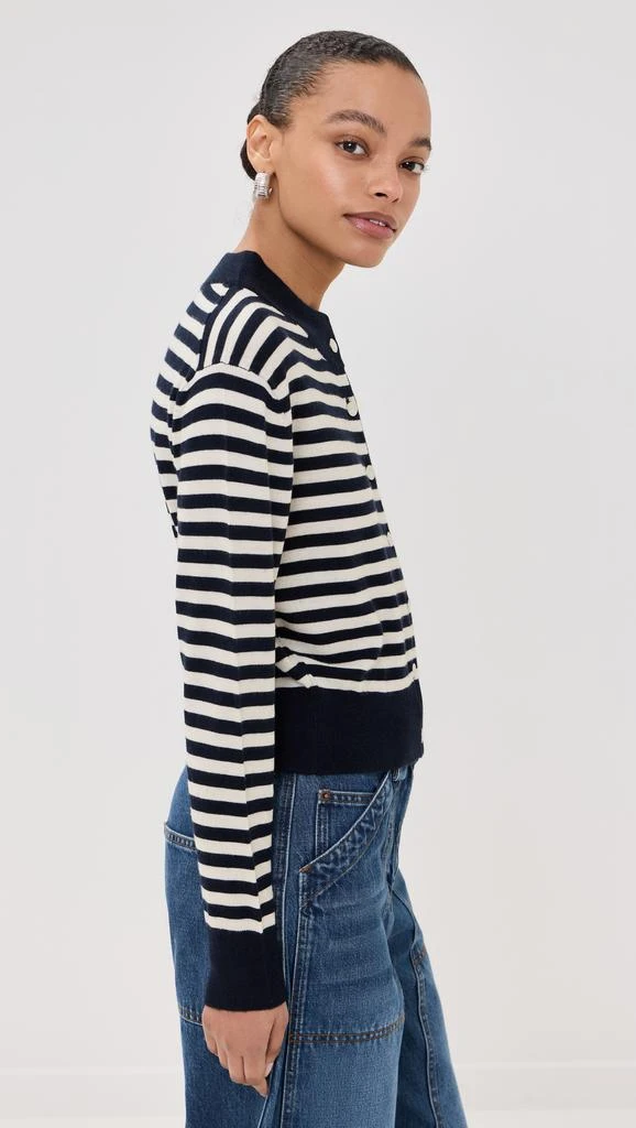 Brandon Maxwell Striped Shrunken Cardigan With Smashed Buttons 3