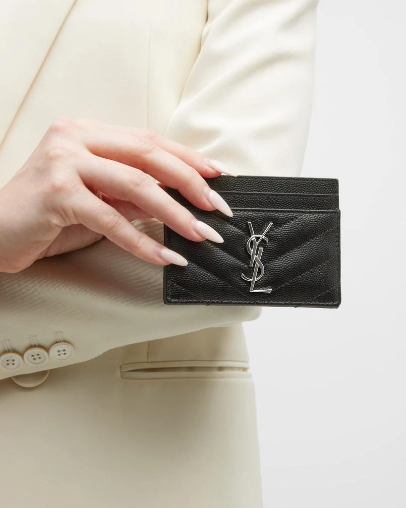Yves Saint Laurent Cassandre YSL Monogram Card Case in Grained Leather 2