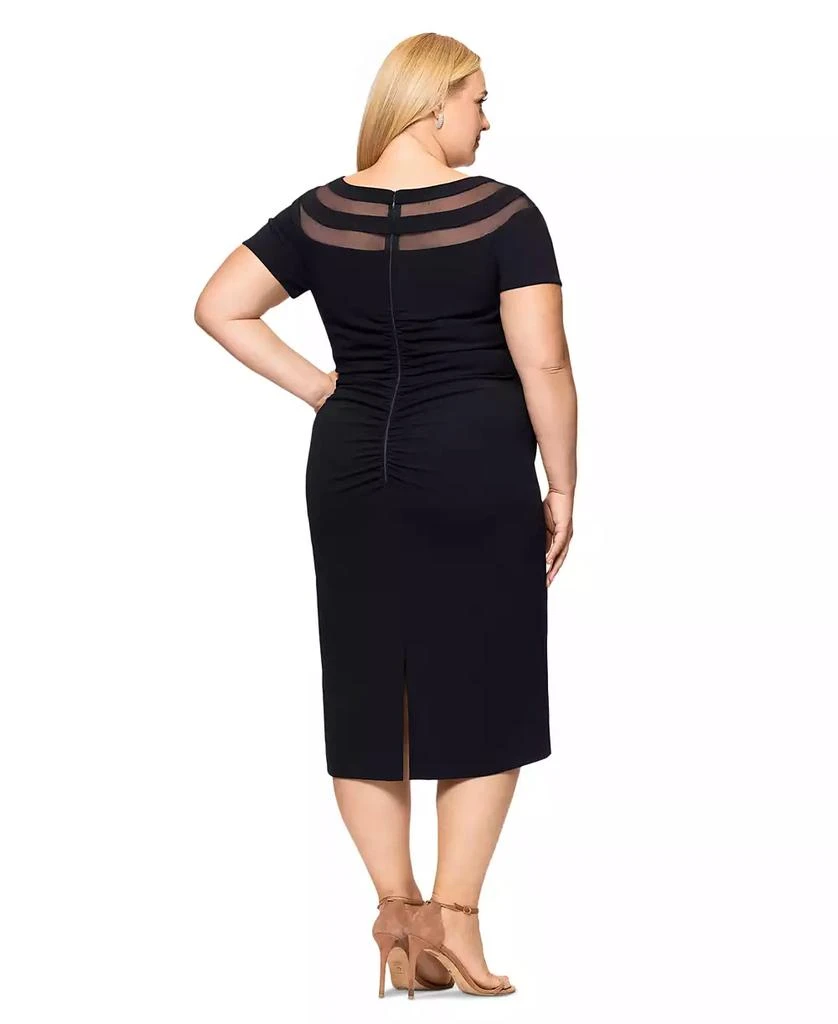 XSCAPE Plus Size Illusion Stripe Short-Sleeve Sheath Dress 3