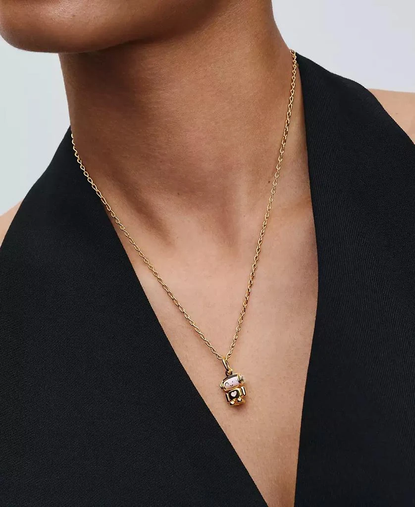 PANDORA Sterling silver and 14k Gold-plated unique metal blend Spinnable Face Robot Dangle Charm 2