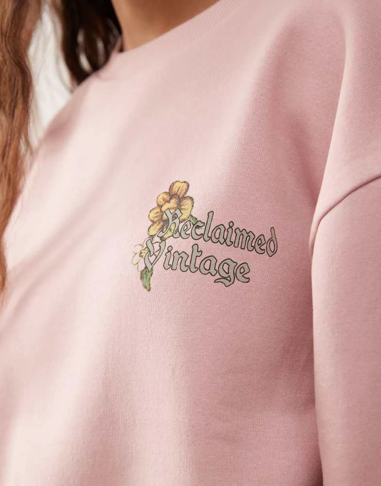 Reclaimed Vintage Reclaimed Vintage sweatshirt with gothic floral print in pink 4