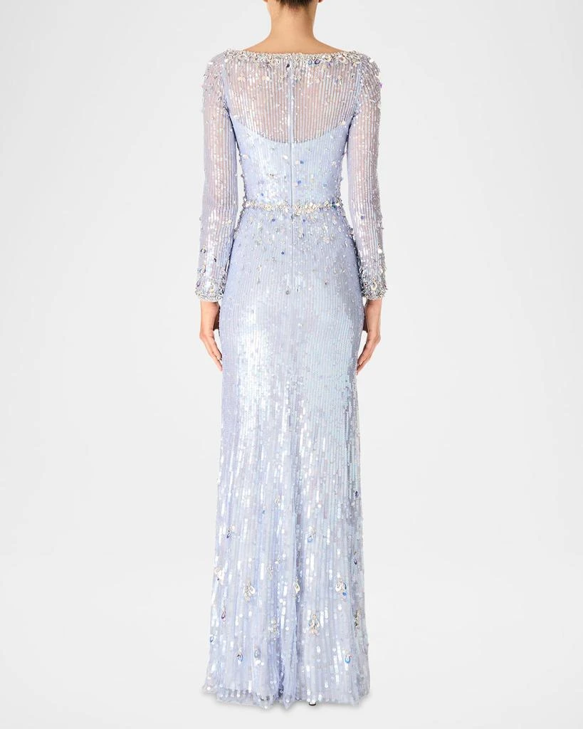 Jenny Packham Kestra Embellished Long-Sleeve Sequin Gown 2
