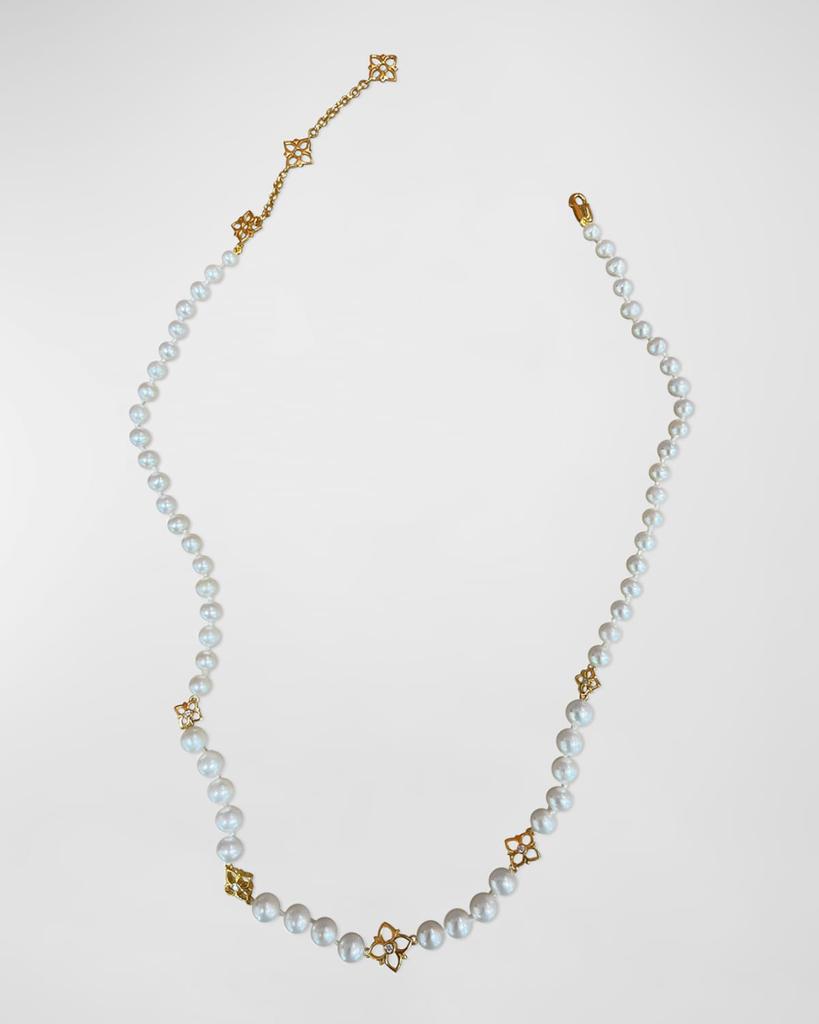Stephen Dweck White Diamond and White Pearl Adjustable Necklace in 18K Gold