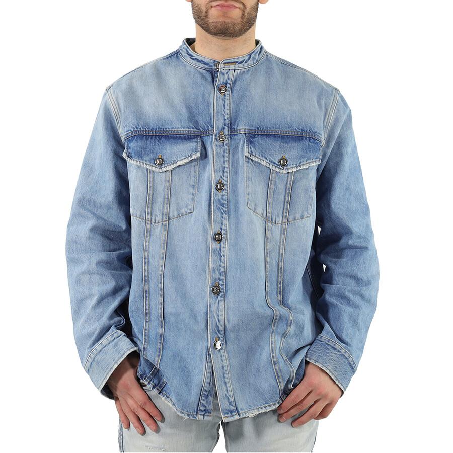 Balmain Light Jean Blue Cotton Denim Shirt