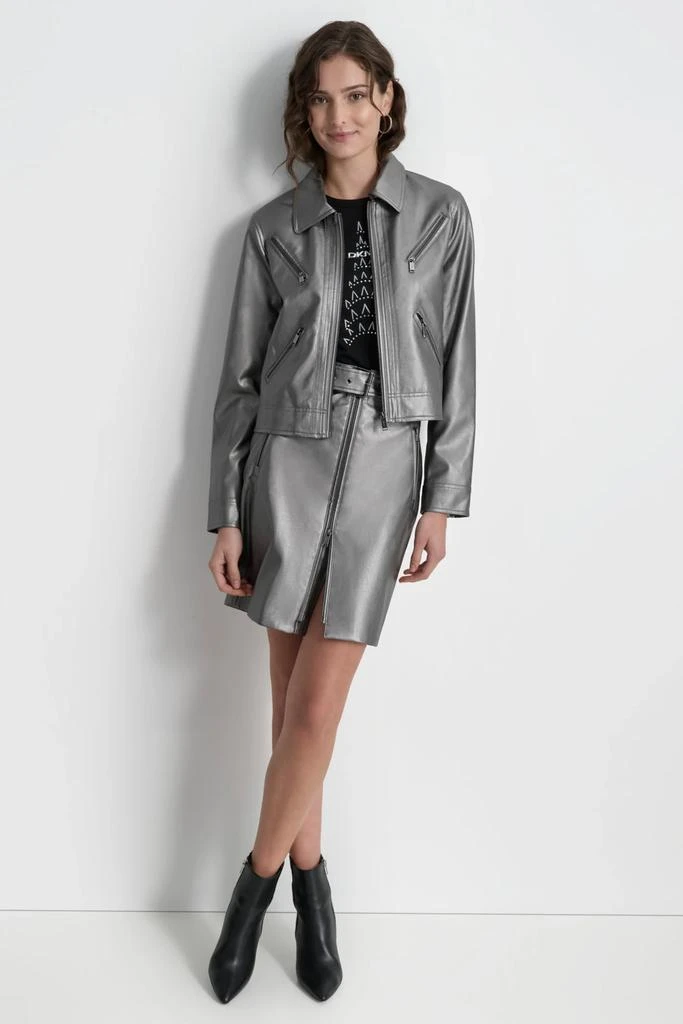 DKNY FAUX LEATHER MOTO JACKET 5