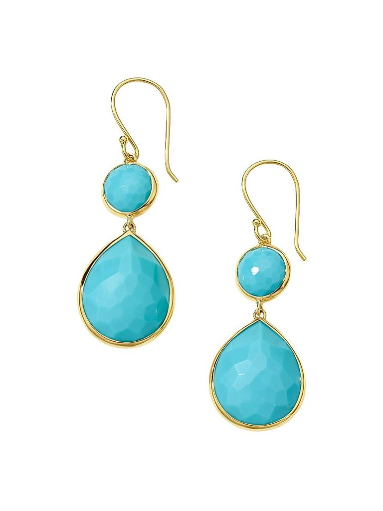 Ippolita Rock Candy Snowman 18K Green Gold & Turquoise Two-Stone Drop Earrings 1