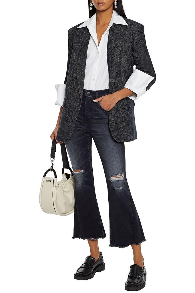 3 X 1 W3 Higher Ground Gusset Crop distressed high-rise kick-flare jeans