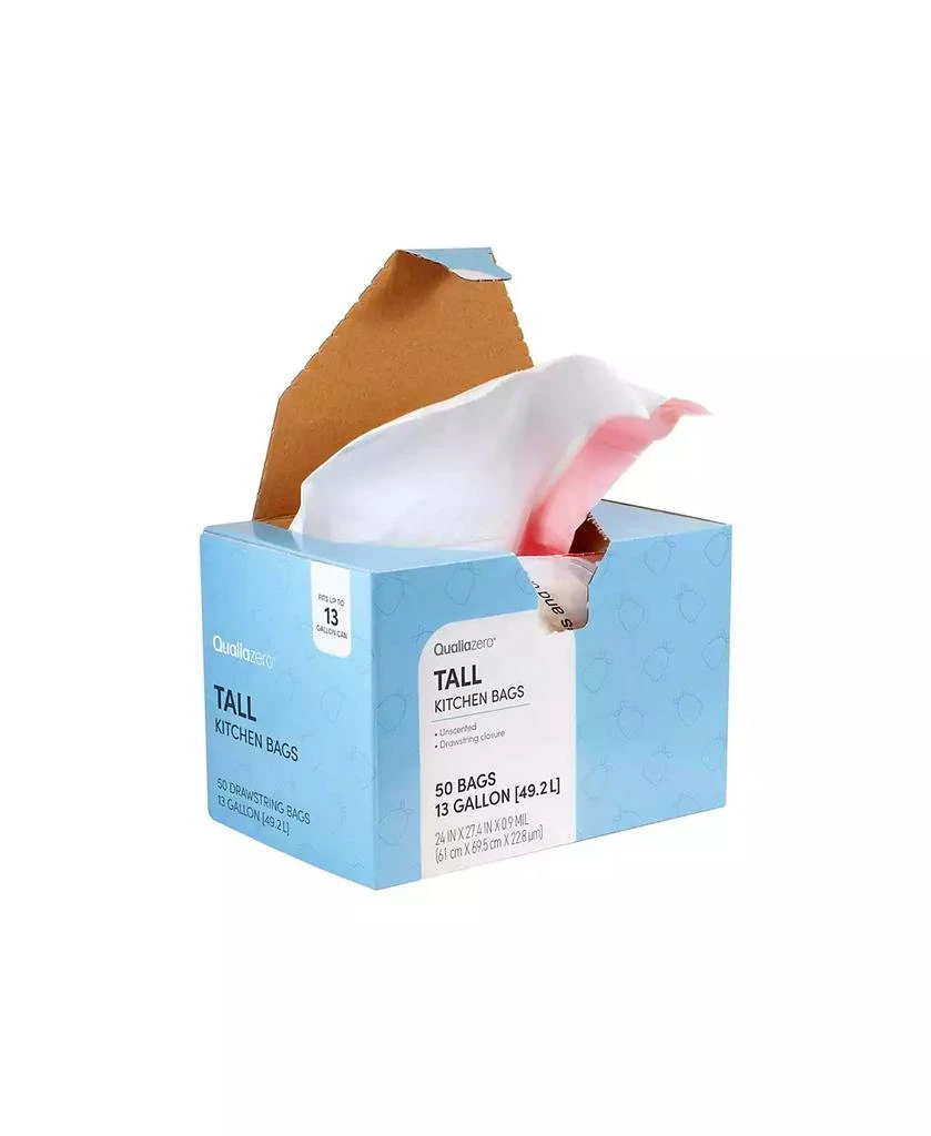 QualiaZero 13 Gallon Trash Bag (Tall Kitchen Bags) - Unscented, 50 bags/box - TWO PACK 3