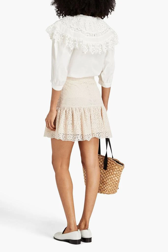 Sandro Ruffled broderie anglaise cotton mini skirt 3