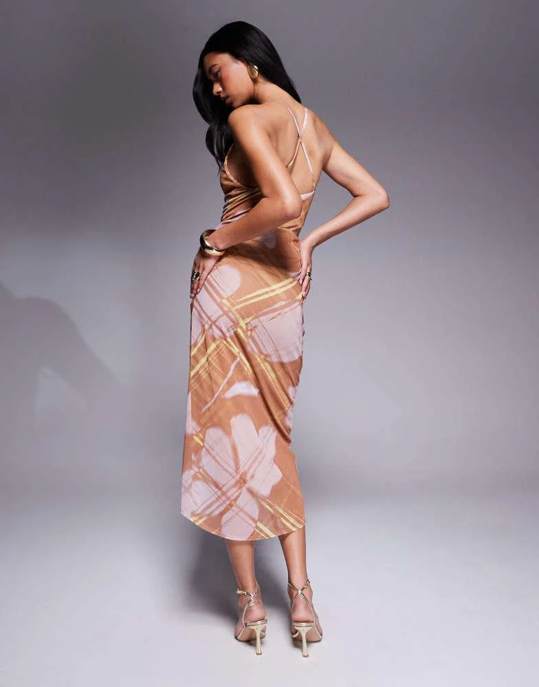 ASOS ASOS DESIGN halter neck with wrap skirt midi dress in print 2