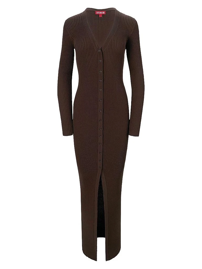 Staud Shoko Rib-Knit Long-Sleeve Maxi Dress 1