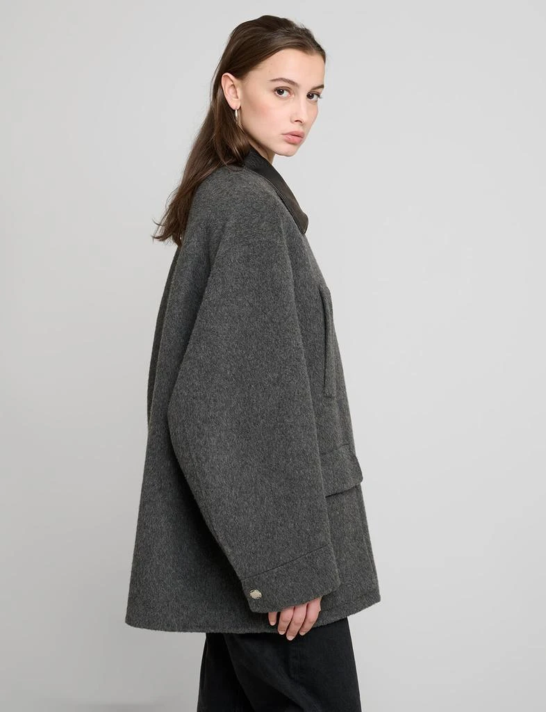 Pixie Market Oversized Wool Leather Collar Coat 4