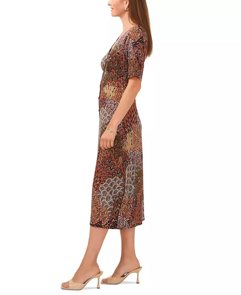 MSK Petite Printed Button-Front Midi Dress 3